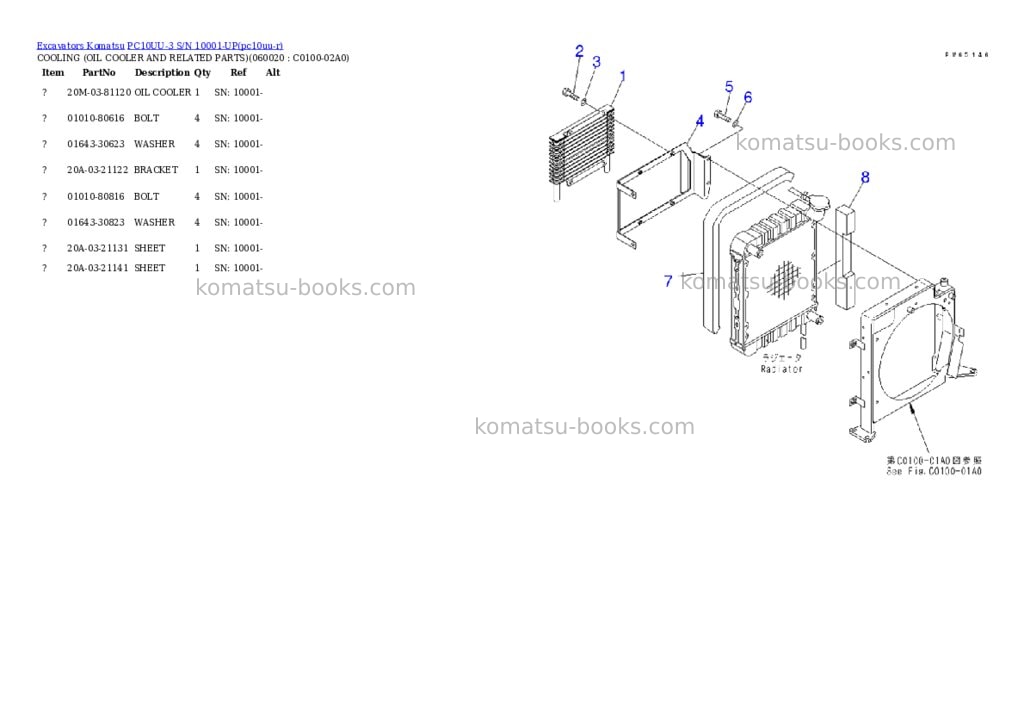 Komatsu pc10uu-3 s/n 10001-up Parts catalog cover Page 4