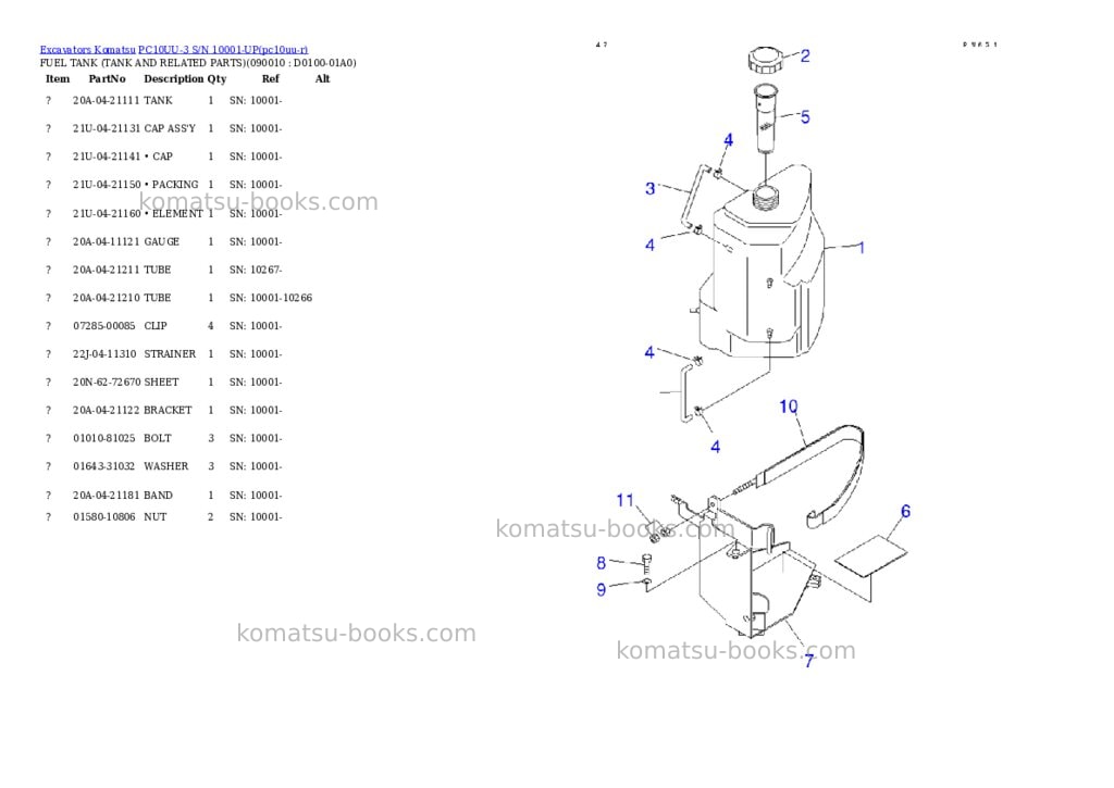 Komatsu pc10uu-3 s/n 10001-up Parts catalog cover Page 5