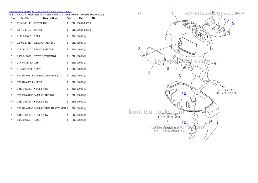 Komatsu pc10uu-3 s/n 10001-up Parts catalog cover Page 9