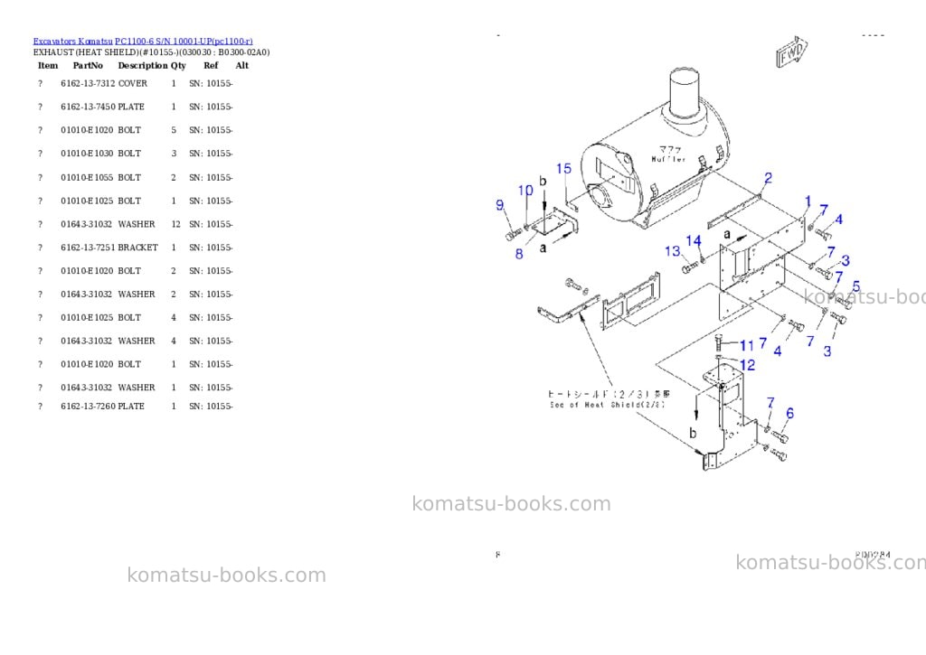 Komatsu pc1100-6 s/n 10001-up Parts catalog cover Page 2 Komatsu pc1100-6 s/n 10001-up Parts catalog cover Page 2
