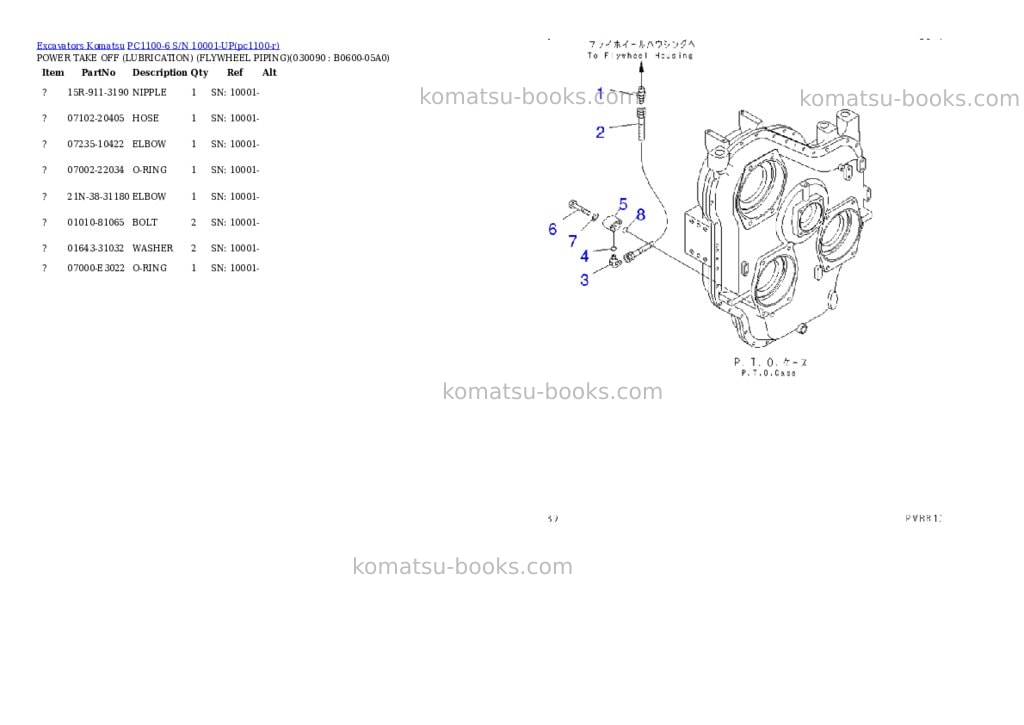Komatsu pc1100-6 s/n 10001-up Parts catalog cover Page 8 Komatsu pc1100-6 s/n 10001-up Parts catalog cover Page 8