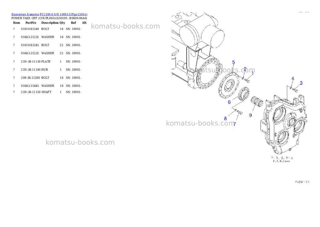 Komatsu pc1100-6 s/n 10001-up Parts catalog cover Page 9 Komatsu pc1100-6 s/n 10001-up Parts catalog cover Page 9