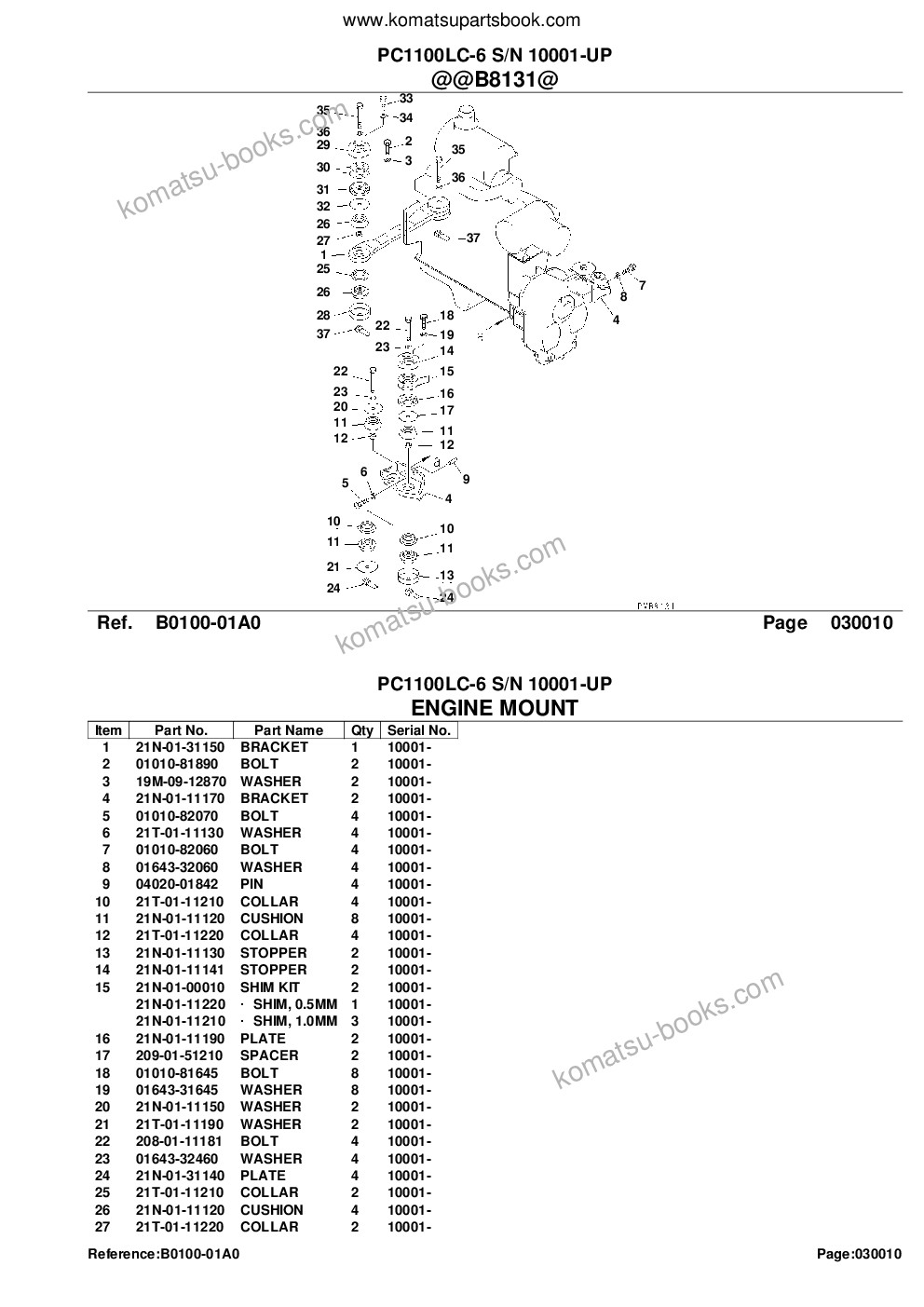Komatsu pc1100lc-6 s/n 10001-up Parts catalog cover Page 3 Komatsu pc1100lc-6 s/n 10001-up Parts catalog cover Page 3