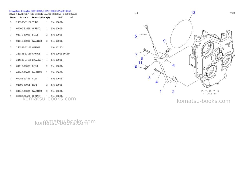 Komatsu pc1100se-6 s/n 10001-up Parts catalog cover Page 4 Komatsu pc1100se-6 s/n 10001-up Parts catalog cover Page 4