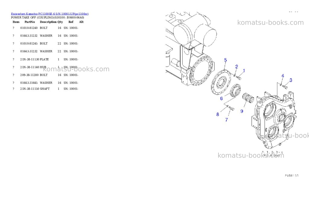 Komatsu pc1100se-6 s/n 10001-up Parts catalog cover Page 9 Komatsu pc1100se-6 s/n 10001-up Parts catalog cover Page 9
