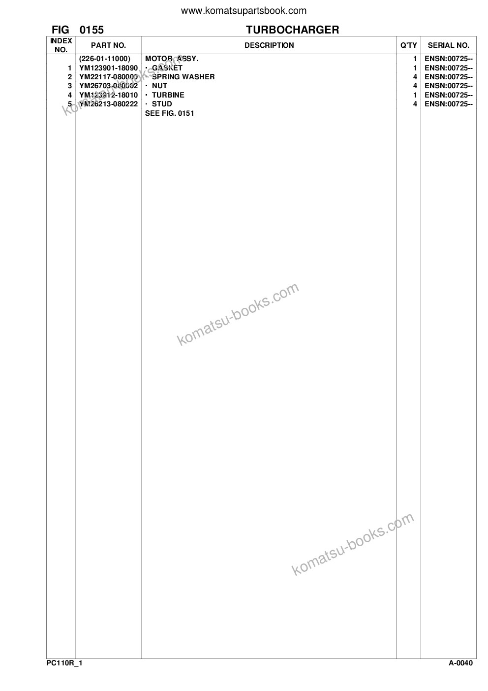 Komatsu pc110r-1 s/n 2265000001-up Parts catalog cover Page 10
