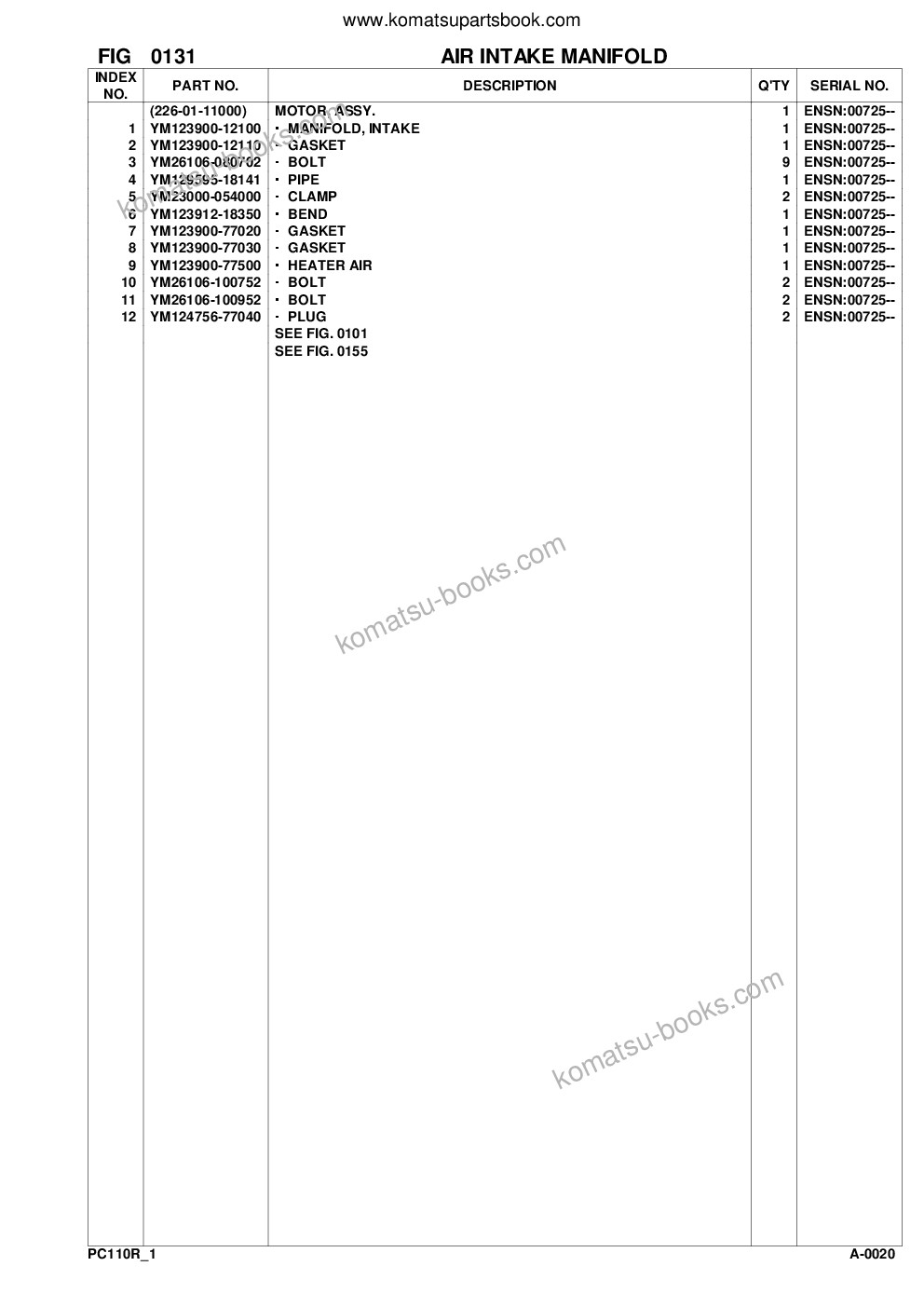 Komatsu pc110r-1 s/n 2265000001-up Parts catalog cover Page 6