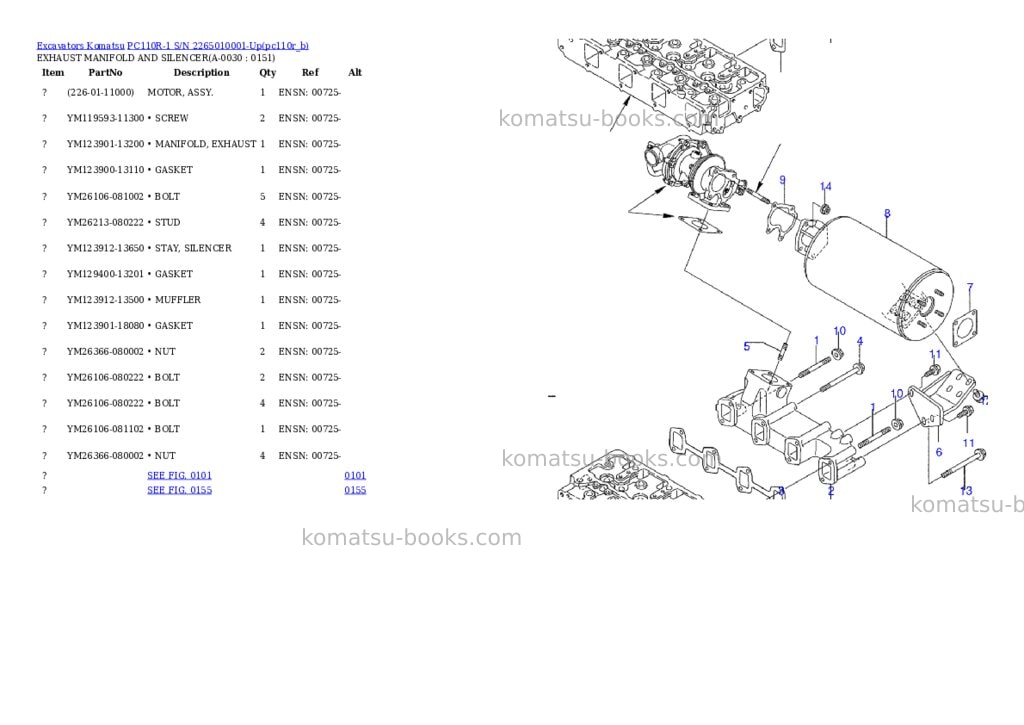 Komatsu pc110r-1 s/n 2265010001-up Parts catalog cover Page 2 Komatsu pc110r-1 s/n 2265010001-up Parts catalog cover Page 2