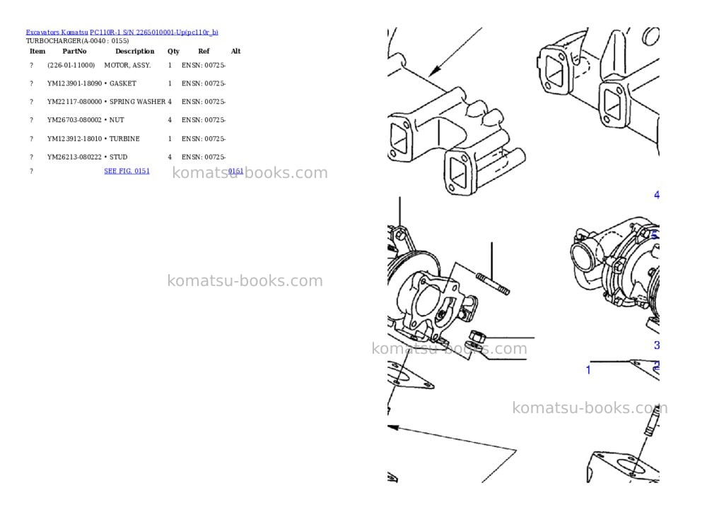 Komatsu pc110r-1 s/n 2265010001-up Parts catalog cover Page 3 Komatsu pc110r-1 s/n 2265010001-up Parts catalog cover Page 3