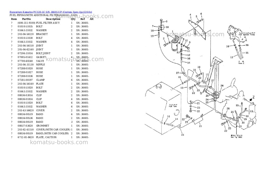 Komatsu pc120-5c s/n 36601-up custom spec. Parts catalog cover Page 10 Komatsu pc120-5c s/n 36601-up custom spec. Parts catalog cover Page 10