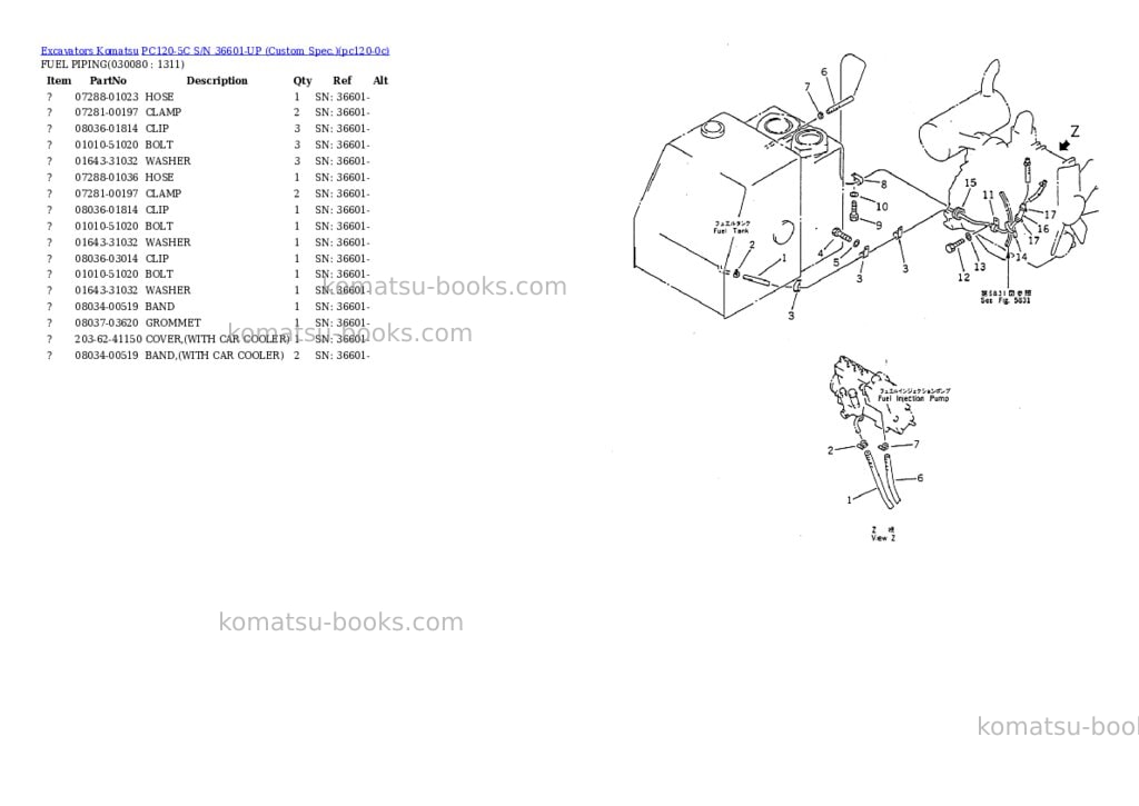 Komatsu pc120-5c s/n 36601-up custom spec. Parts catalog cover Page 7 Komatsu pc120-5c s/n 36601-up custom spec. Parts catalog cover Page 7