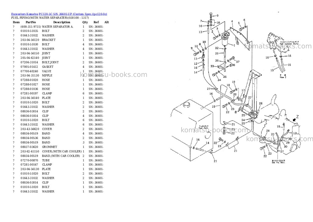 Komatsu pc120-5c s/n 36601-up custom spec. Parts catalog cover Page 9 Komatsu pc120-5c s/n 36601-up custom spec. Parts catalog cover Page 9