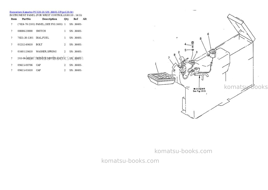 Komatsu pc120-5s s/n 36601-up Parts catalog cover Page 10