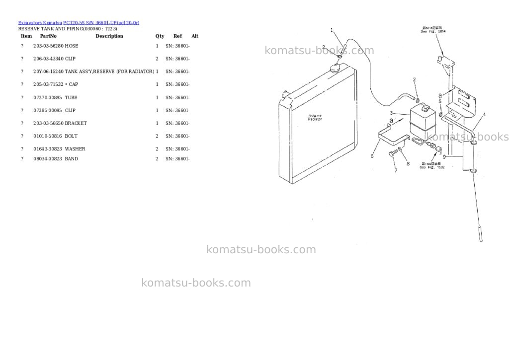 Komatsu pc120-5s s/n 36601-up Parts catalog cover Page 5
