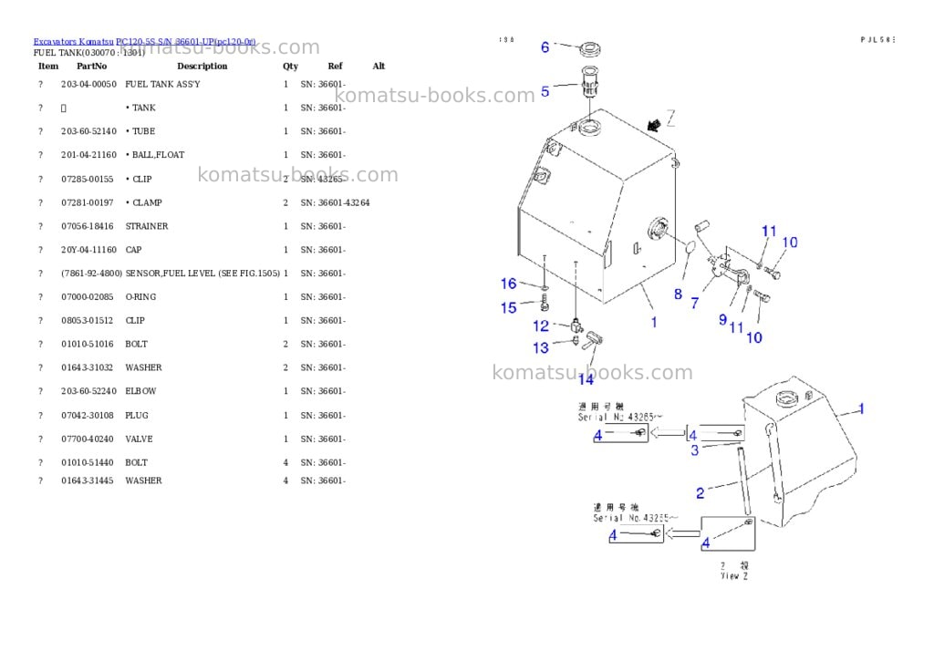 Komatsu pc120-5s s/n 36601-up Parts catalog cover Page 6