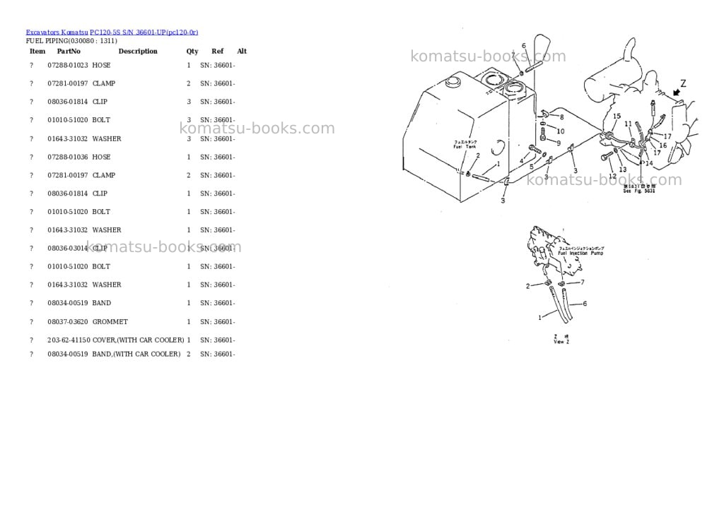 Komatsu pc120-5s s/n 36601-up Parts catalog cover Page 7