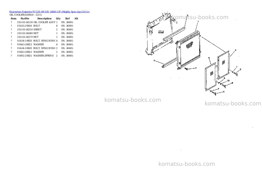 Komatsu pc120-5m s/n 36601-up mighty spec. Parts catalog cover Page 4