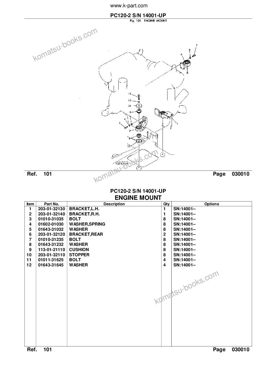 Komatsu PC120-2 S/N 14001-UP Parts catalog cover Page 3 Komatsu PC120-2 S/N 14001-UP Parts catalog cover Page 3
