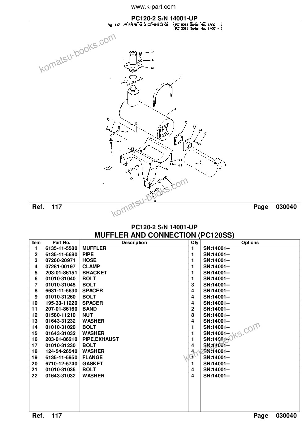 Komatsu PC120-2 S/N 14001-UP Parts catalog cover Page 6 Komatsu PC120-2 S/N 14001-UP Parts catalog cover Page 6