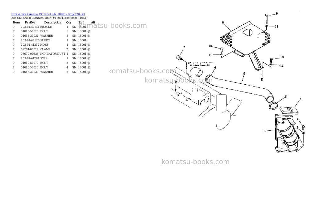 Komatsu pc120-3 s/n 18001-up Parts catalog cover Page 2 Komatsu pc120-3 s/n 18001-up Parts catalog cover Page 2