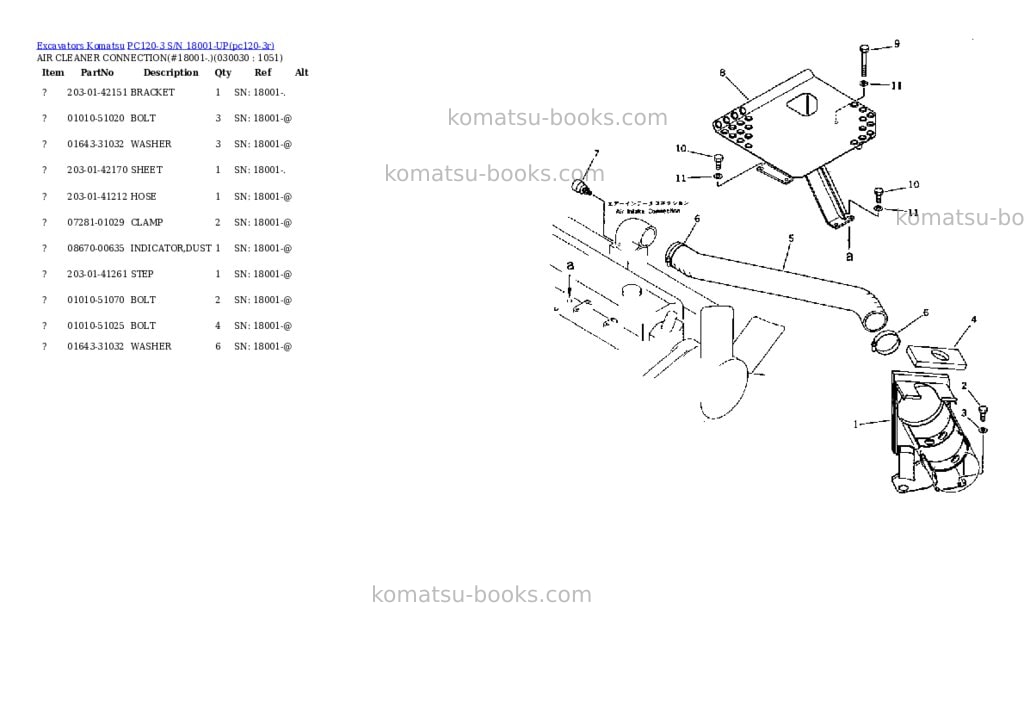 Komatsu PC120-3 S/N 18001-UP Parts catalog cover Page 2 Komatsu PC120-3 S/N 18001-UP Parts catalog cover Page 2