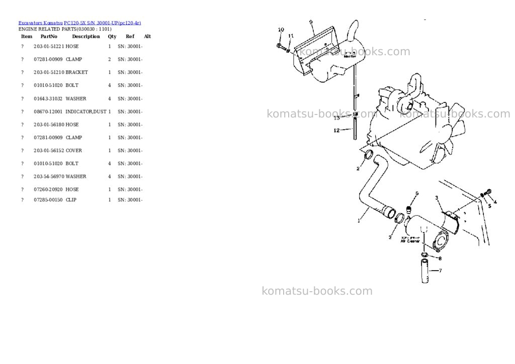 Komatsu pc120-5x s/n 30001-up Parts catalog cover Page 2 Komatsu pc120-5x s/n 30001-up Parts catalog cover Page 2