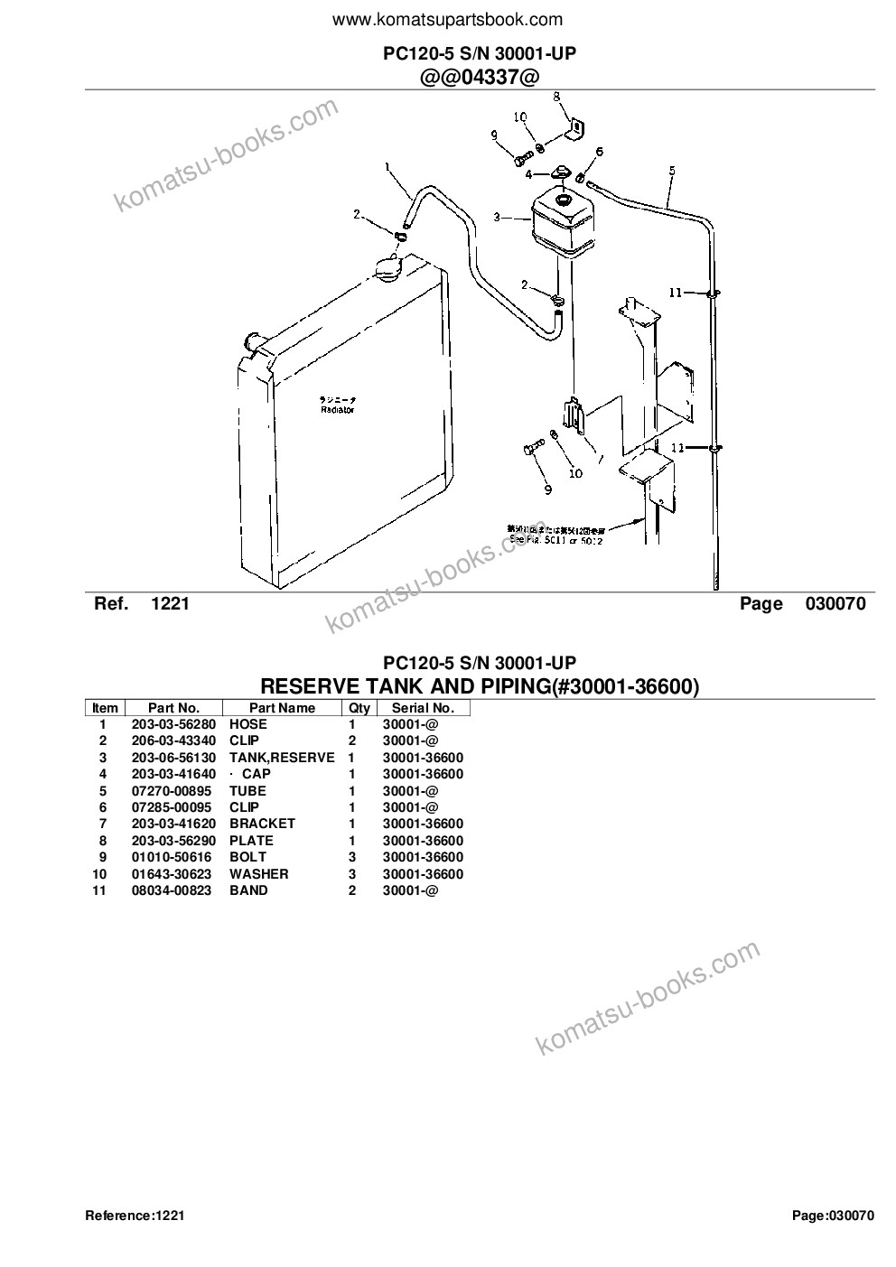 Komatsu PC120-5 S/N 30001-UP Parts catalog cover Page 10 Komatsu PC120-5 S/N 30001-UP Parts catalog cover Page 10