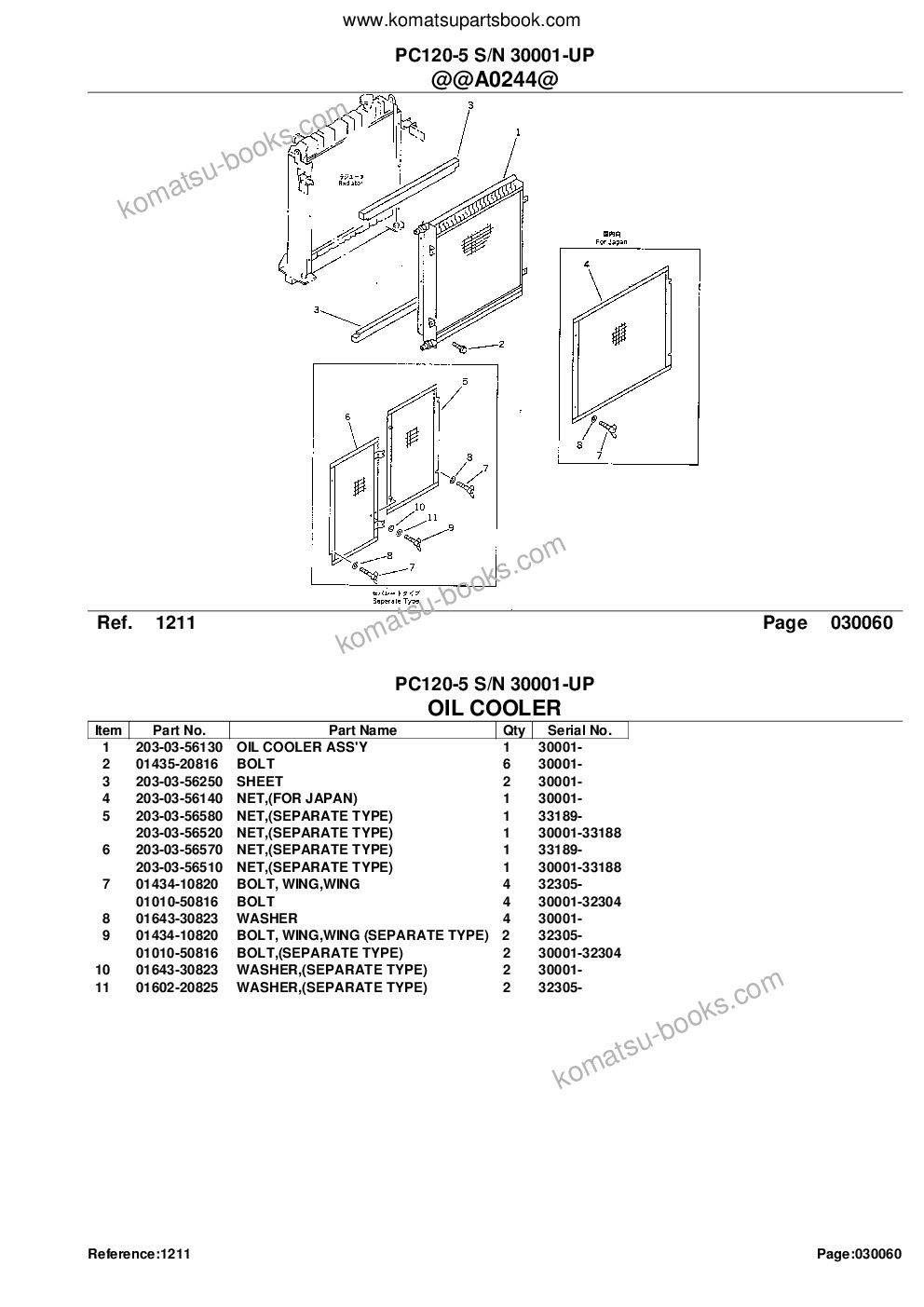 Komatsu PC120-5 S/N 30001-UP Parts catalog cover Page 9 Komatsu PC120-5 S/N 30001-UP Parts catalog cover Page 9