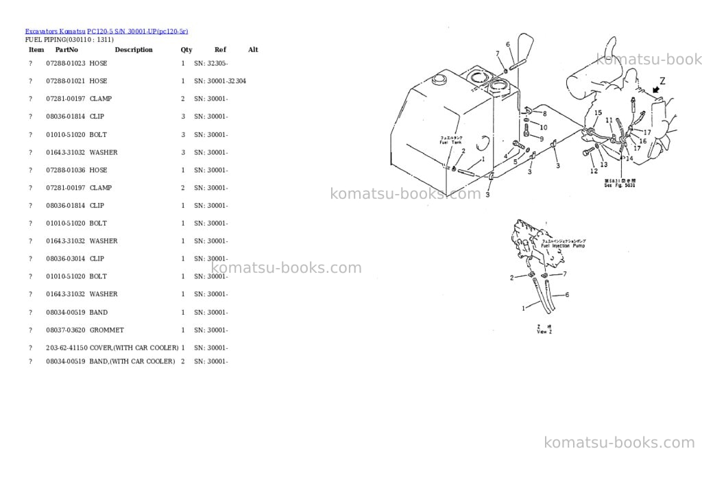 Komatsu pc120-5 s/n 30001-up Parts catalog cover Page 10 Komatsu pc120-5 s/n 30001-up Parts catalog cover Page 10
