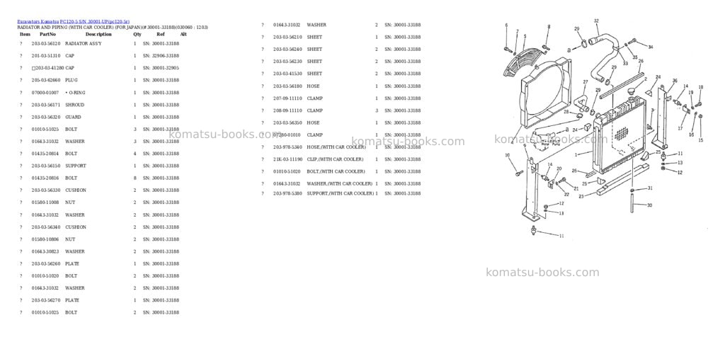 Komatsu pc120-5 s/n 30001-up Parts catalog cover Page 5 Komatsu pc120-5 s/n 30001-up Parts catalog cover Page 5