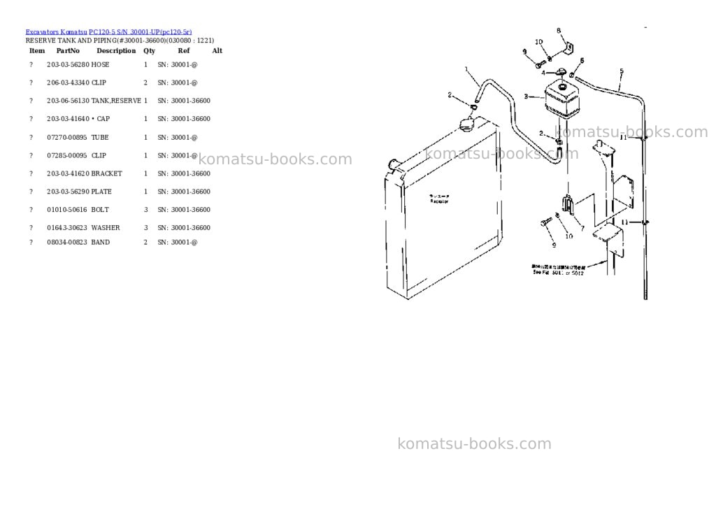 Komatsu pc120-5 s/n 30001-up Parts catalog cover Page 7 Komatsu pc120-5 s/n 30001-up Parts catalog cover Page 7