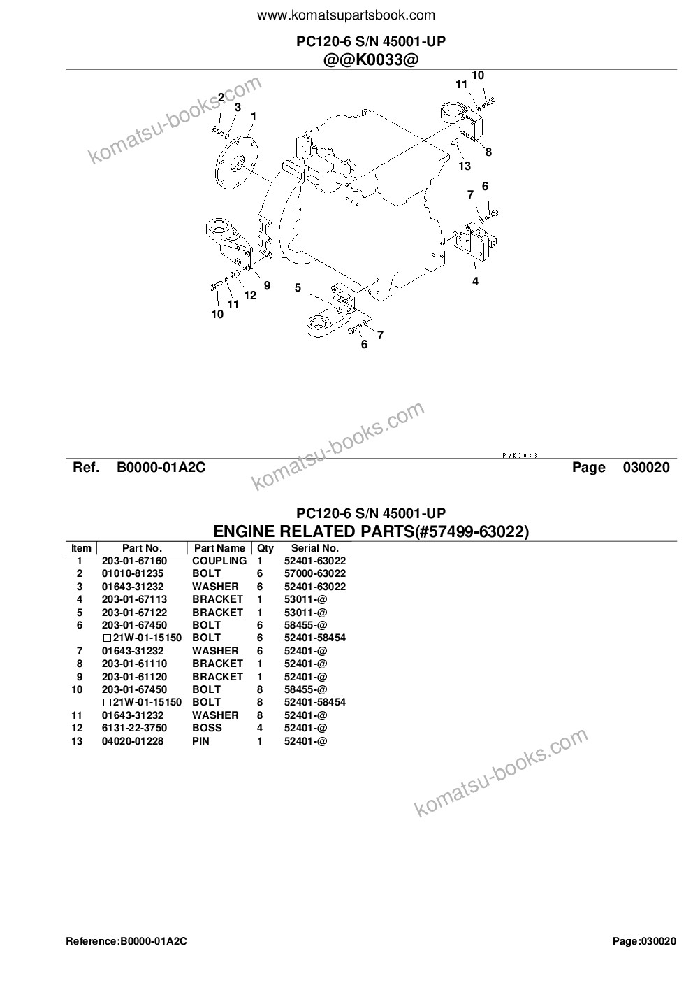 Komatsu pc120-6 s/n 45001-up 配件目录 封面 页 4