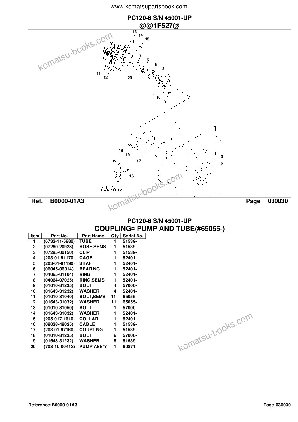 Komatsu pc120-6 s/n 45001-up 配件目录 封面 页 5