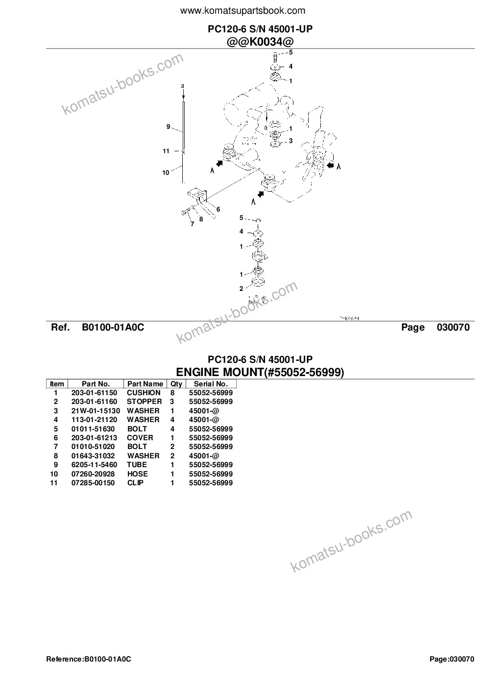 Komatsu pc120-6 s/n 45001-up 配件目录 封面 页 9
