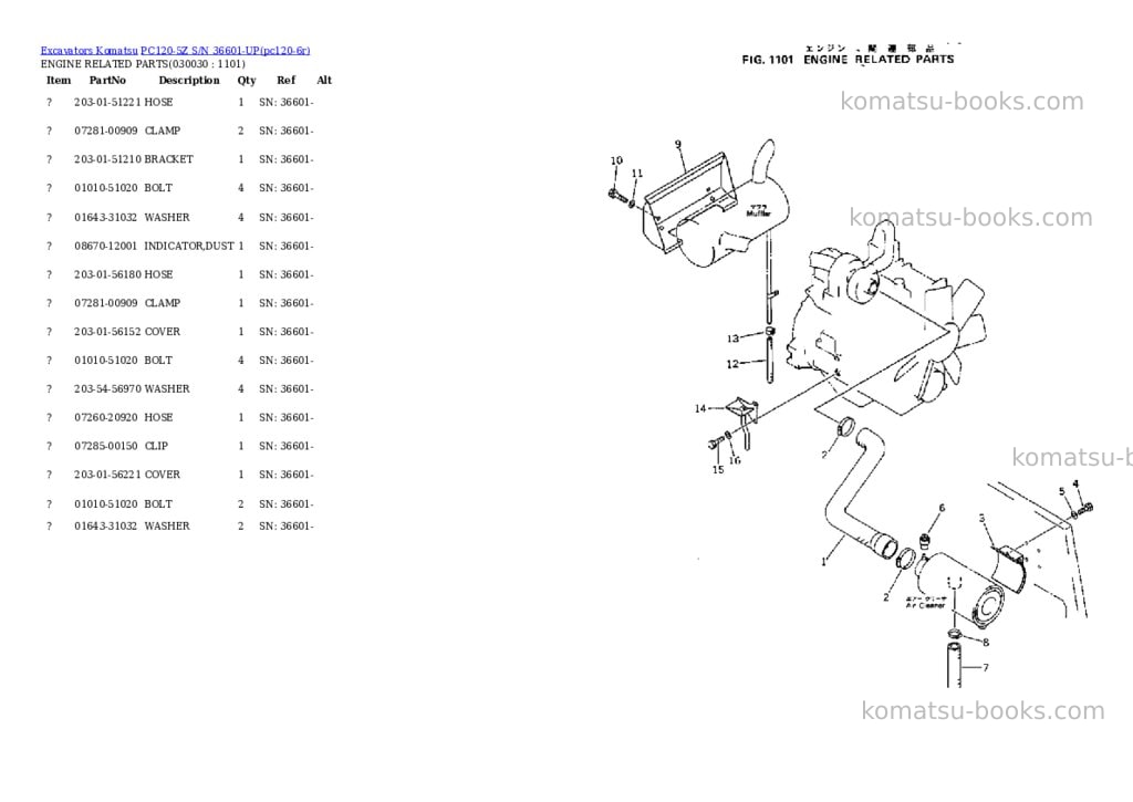 Komatsu pc120-5z s/n 36601-up Parts catalog cover Page 2 Komatsu pc120-5z s/n 36601-up Parts catalog cover Page 2