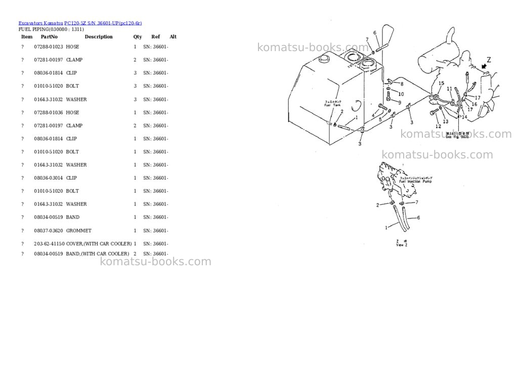 Komatsu pc120-5z s/n 36601-up Parts catalog cover Page 7 Komatsu pc120-5z s/n 36601-up Parts catalog cover Page 7