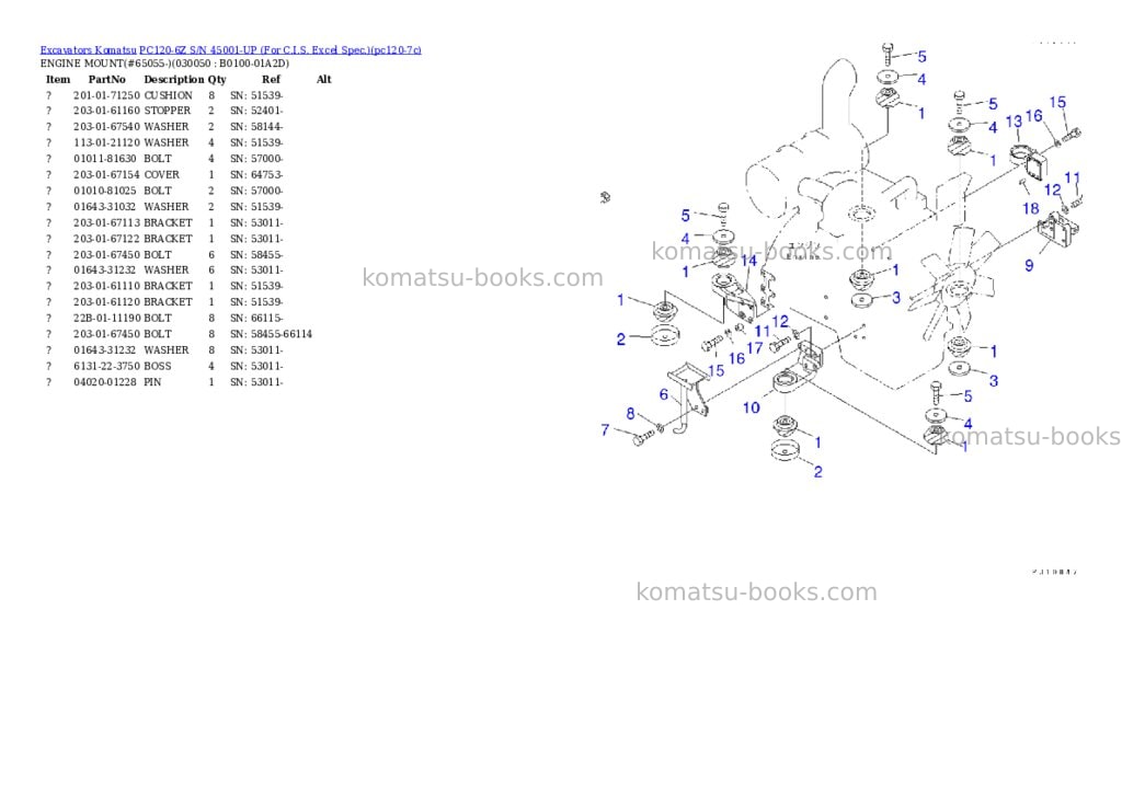 Komatsu PC120-6Z S/N 45001-UP (For C.I.S. Excel Spec.) Parts catalog cover Page 4