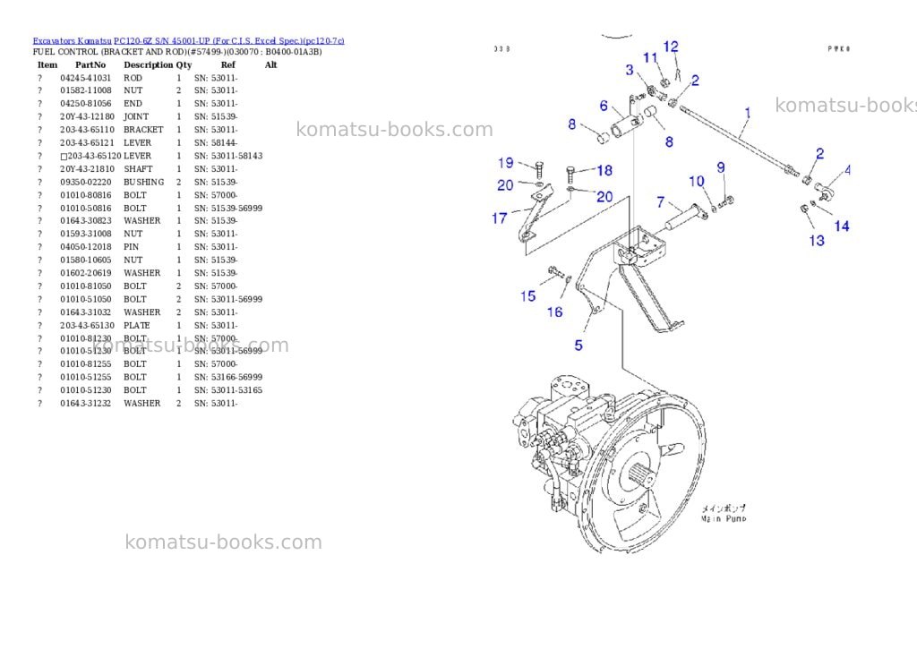 Komatsu PC120-6Z S/N 45001-UP (For C.I.S. Excel Spec.) Parts catalog cover Page 6