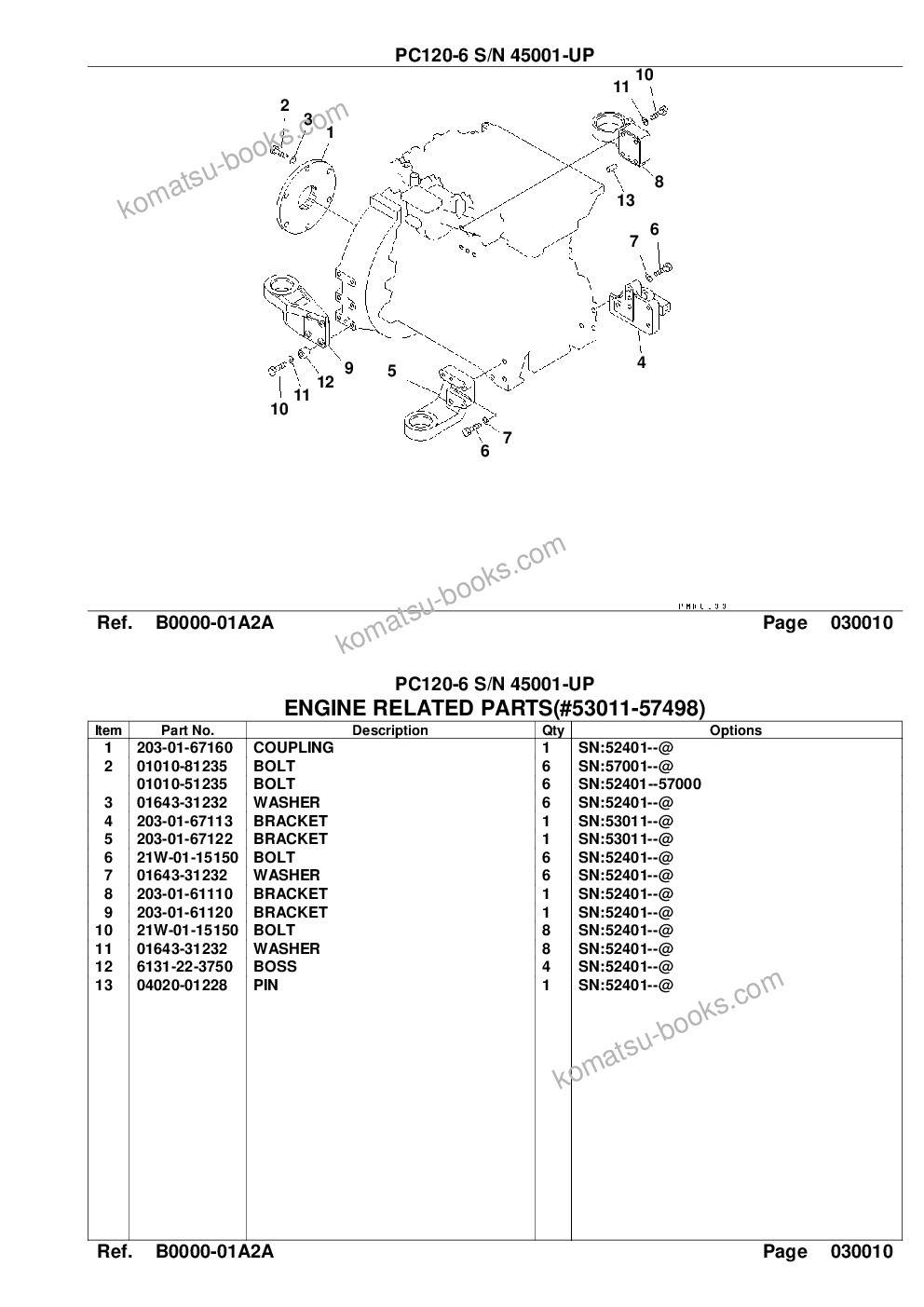 Komatsu PC120-6 S/N 45001-UP Parts catalog cover Page 3 Komatsu PC120-6 S/N 45001-UP Parts catalog cover Page 3