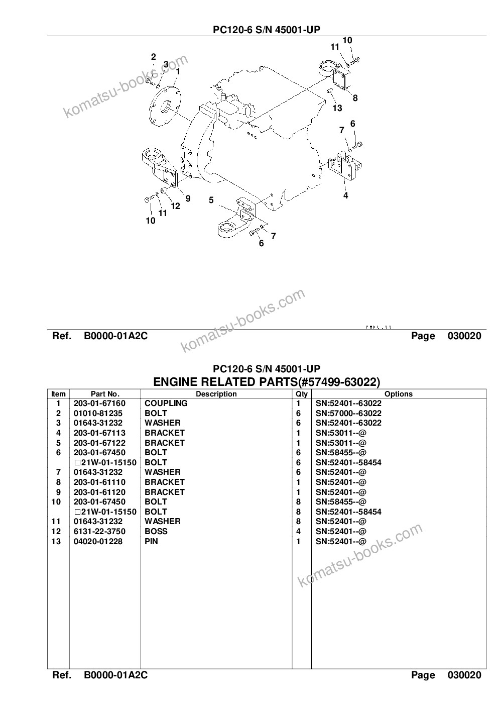 Komatsu PC120-6 S/N 45001-UP Parts catalog cover Page 4 Komatsu PC120-6 S/N 45001-UP Parts catalog cover Page 4