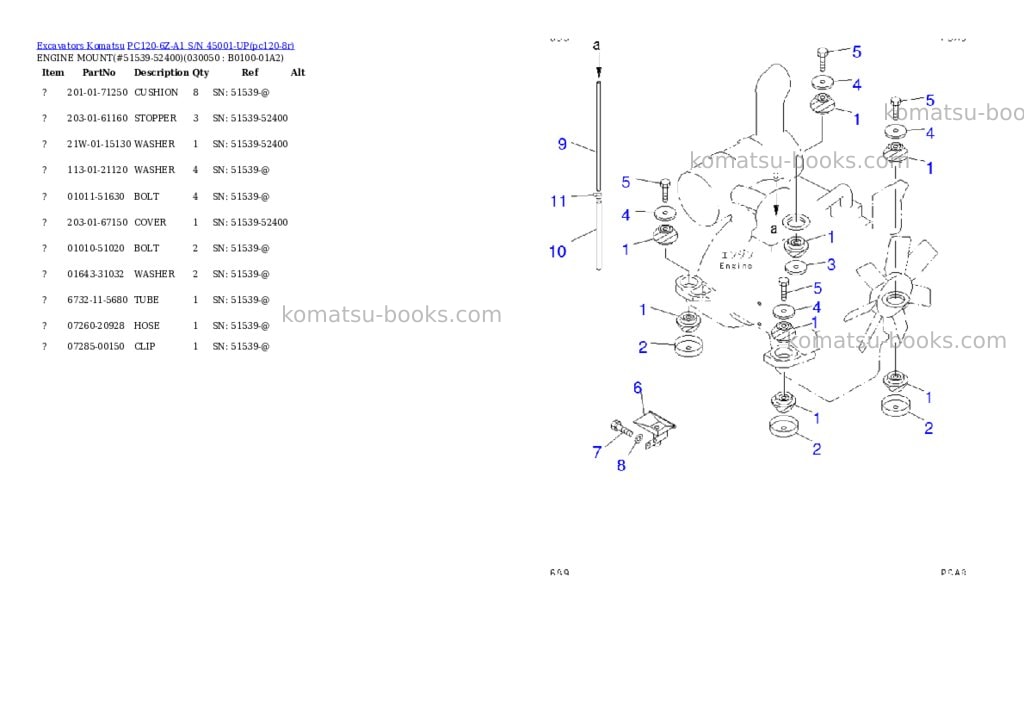 Komatsu pc120-6z-a1 s/n 45001-up Parts catalog cover Page 4