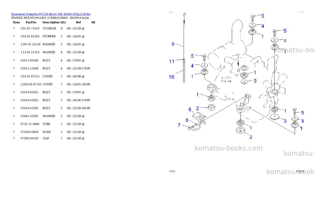 Komatsu pc120-6z-a1 s/n 45001-up Parts catalog cover Page 5