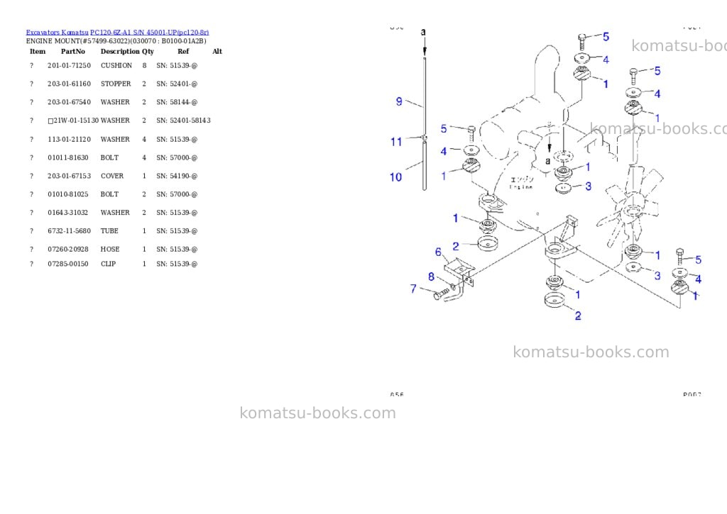 Komatsu pc120-6z-a1 s/n 45001-up Parts catalog cover Page 6