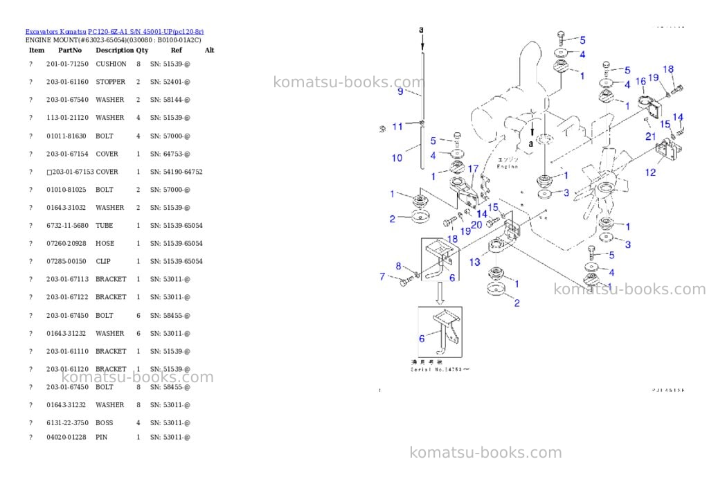 Komatsu pc120-6z-a1 s/n 45001-up Parts catalog cover Page 7