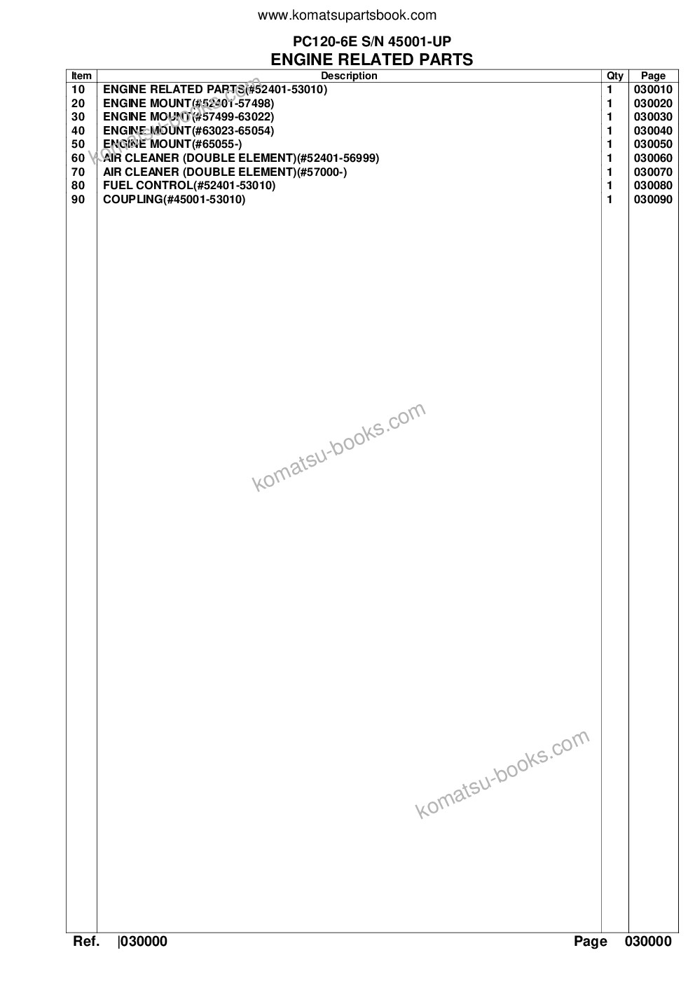 Komatsu pc120-6e s/n 45001-up Parts catalog cover Page 2 Komatsu pc120-6e s/n 45001-up Parts catalog cover Page 2
