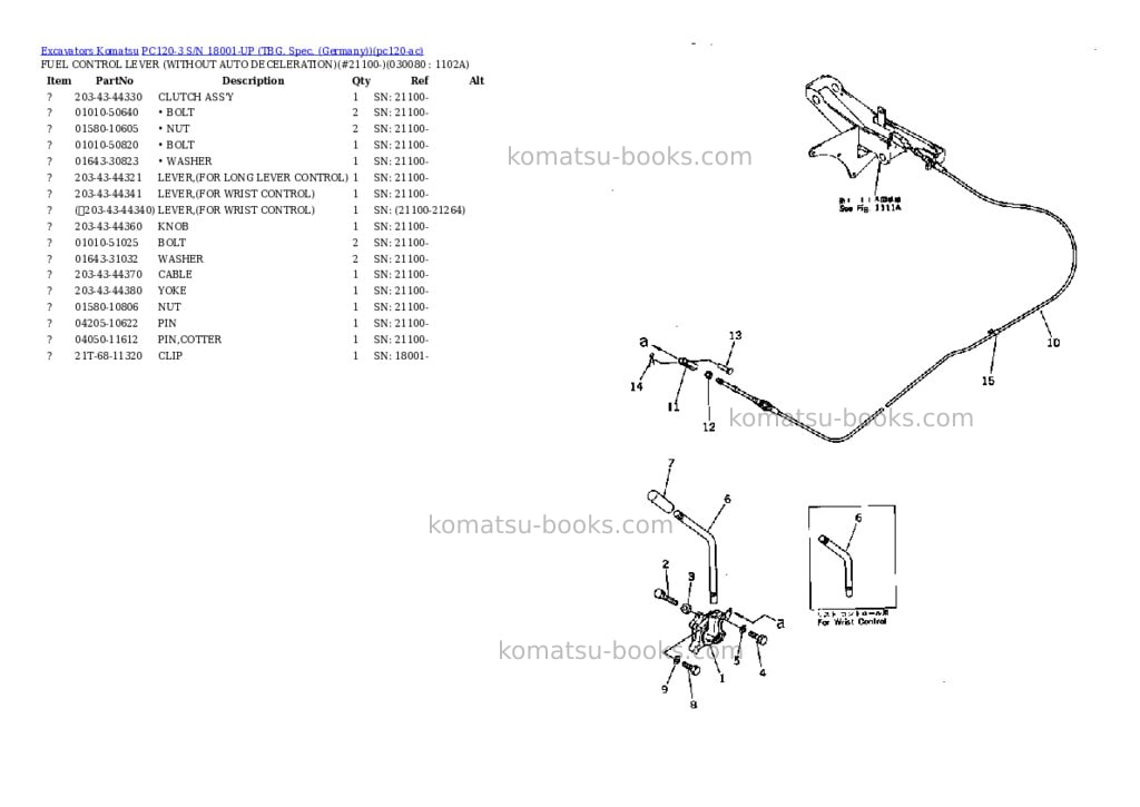 Komatsu PC120-3 S/N 18001-UP (TBG. Spec. (Germany)) Parts catalog cover Page 7