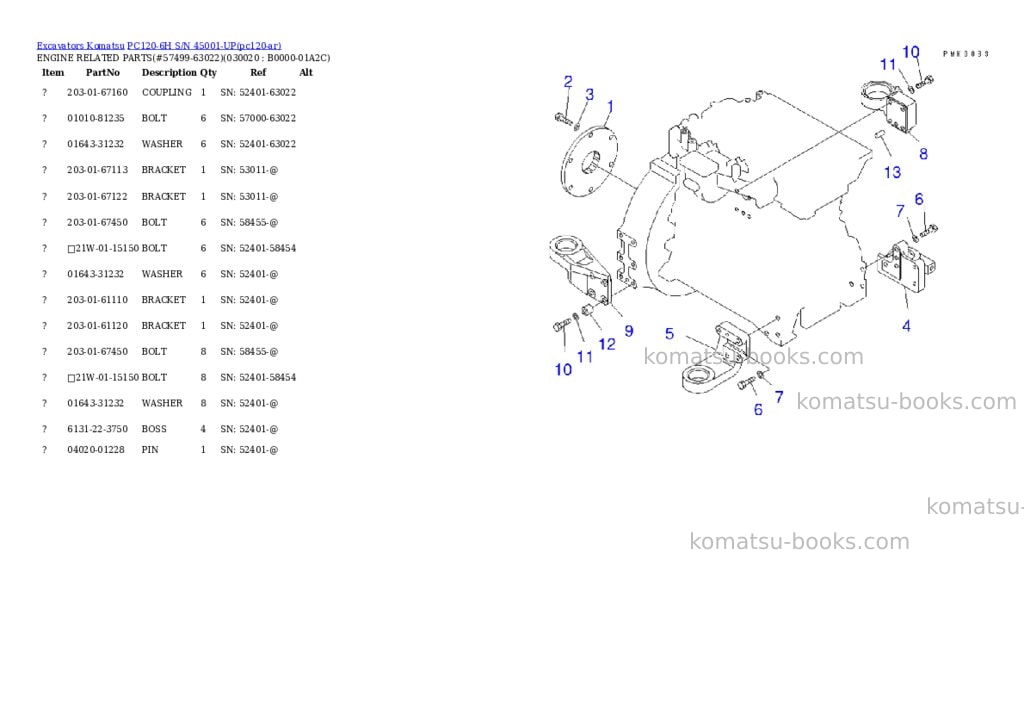 Komatsu pc120-6h s/n 45001-up Parts catalog cover Komatsu pc120-6h s/n 45001-up Parts catalog cover