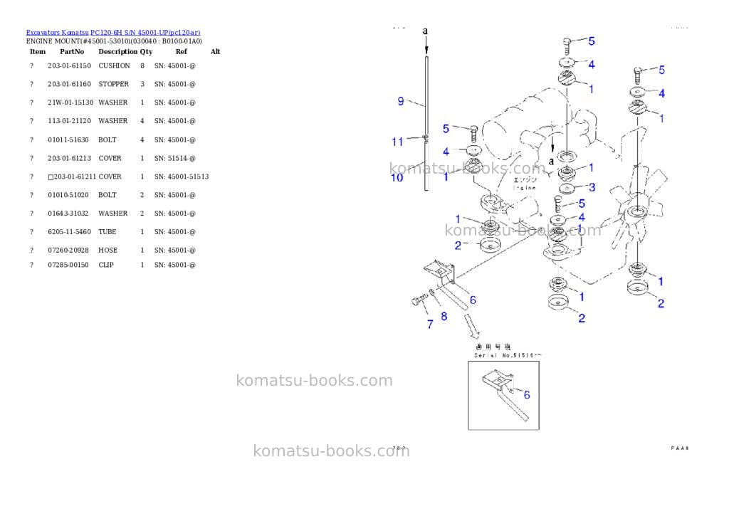 Komatsu pc120-6h s/n 45001-up Parts catalog cover Page 3 Komatsu pc120-6h s/n 45001-up Parts catalog cover Page 3