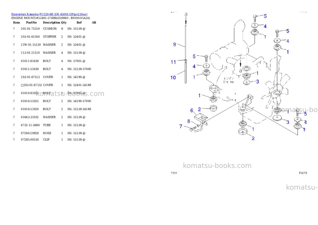 Komatsu pc120-6h s/n 45001-up Parts catalog cover Page 5 Komatsu pc120-6h s/n 45001-up Parts catalog cover Page 5