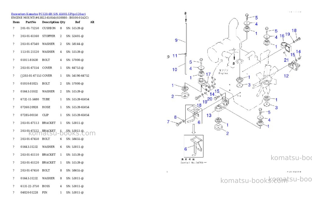 Komatsu pc120-6h s/n 45001-up Parts catalog cover Page 7 Komatsu pc120-6h s/n 45001-up Parts catalog cover Page 7